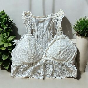 Aerie Floral Lace Cream Ivory Bralette Intimate Wear Romantic Size Small